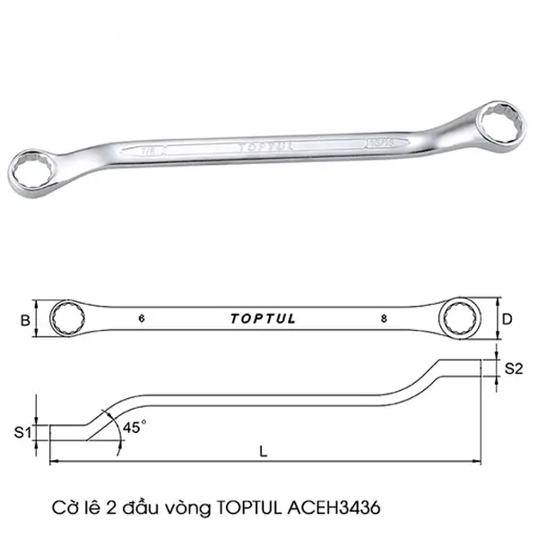 Cờ lê 2 đầu vòng TOPTUL ACEH3436