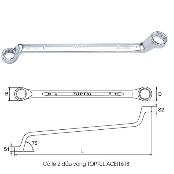 Cờ lê 2 đầu vòng TOPTUL ACEI1618