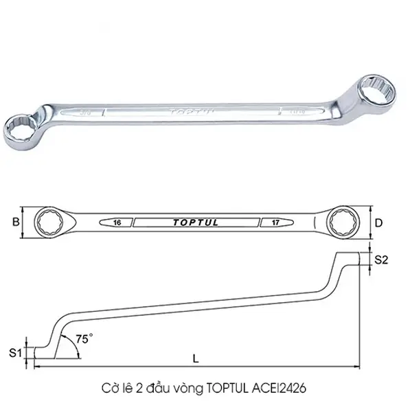 Cờ lê 2 đầu vòng TOPTUL ACEI2426