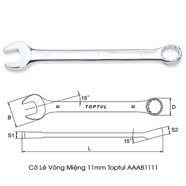 Cờ lê đầu vòng miệng 11mm TOPTUL AAAB1111