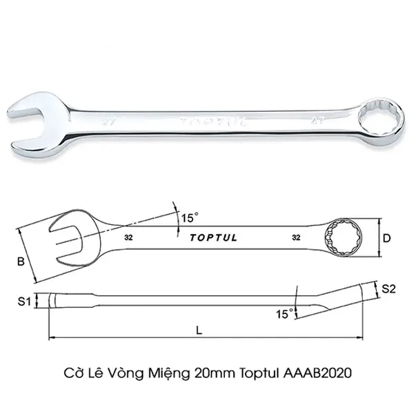 Cờ lê đầu vòng miệng 20mm TOPTUL AAAB2020