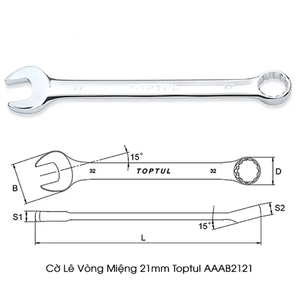 Cờ lê đầu vòng miệng 21mm TOPTUL AAAB2121