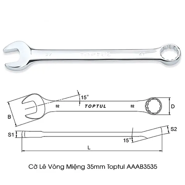 Cờ lê đầu vòng miệng 35mm TOPTUL AAAB3535