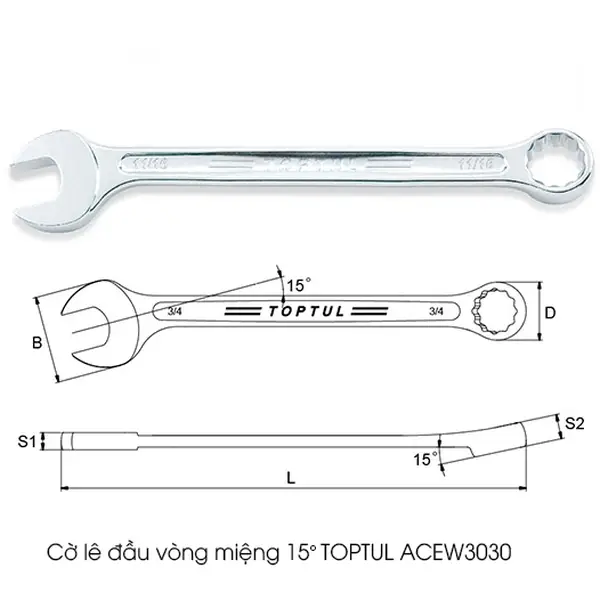 Cờ lê đầu vòng miệng TOPTUL ACEW3030