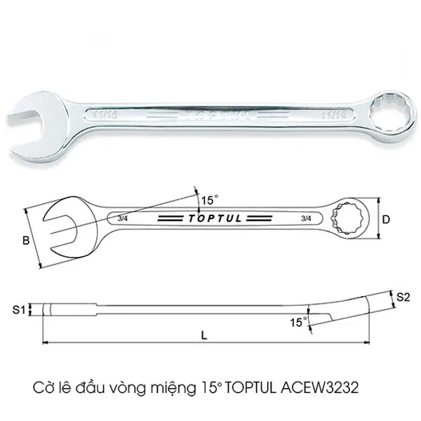 Cờ lê đầu vòng miệng TOPTUL ACEW3232