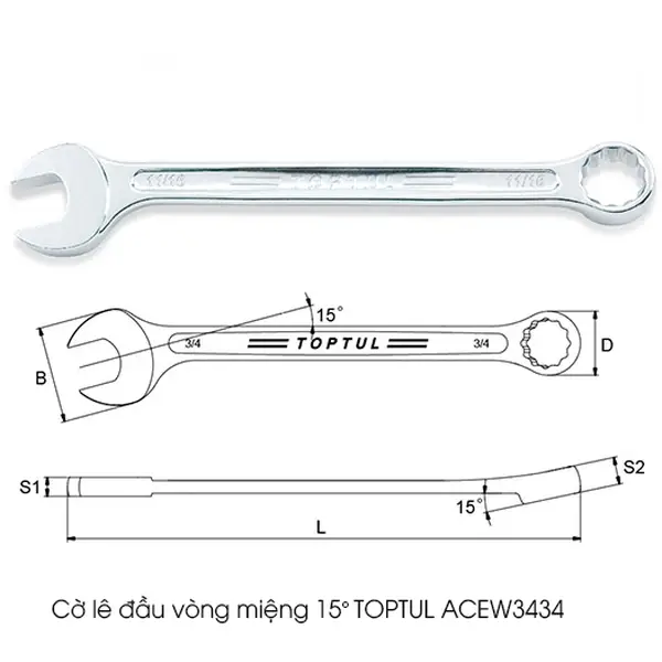Cờ lê đầu vòng miệng TOPTUL ACEW3434