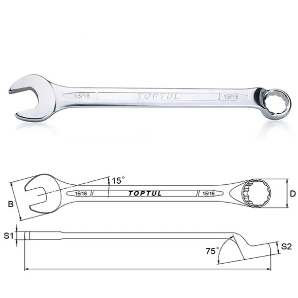 Cờ lê vòng miệng TOPTUL hệ inch ACEN1010