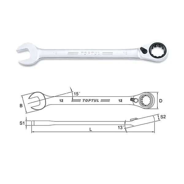 Cờ lê vòng miệng tự động 15 độ TOPTUL ABAF2727
