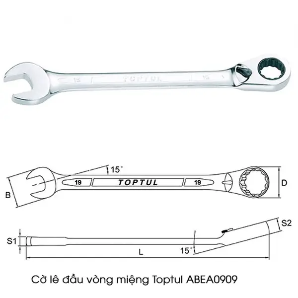 Cờ lê vòng miệng tự động TOPTUL ABEA0909