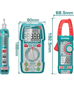 Combo cho thợ điện gồm - Bút thử điện THTS33001 & Đồng hồ vạn năng TMT5310002 & Ampe kìm TMT762002 Total TOS24067