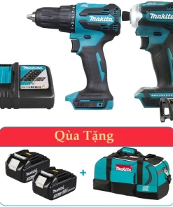Combo Makita New 2 - Máy khoan DHP490 + Máy vặn vít DTD171 Tặng 2 Pin 3.0Ah + Túi đựng dụng cụ có bánh xe