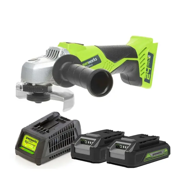 Combo Máy mài góc dùng pin 24V Greenworks G24AG (2 pin 2Ah, Sạc)