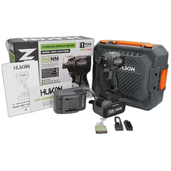 COMBO MÁY VẶN VÍT HUKAN HM21-G2CV250BL (2 PIN + 1 SẠC)