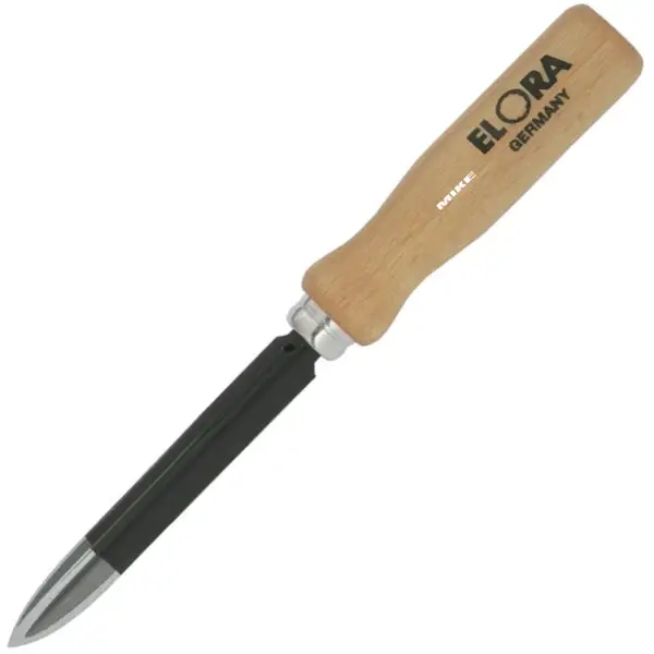 Dao cạo lỗ 3 khía thân dài ELORA 274, cán gỗ, mũi nhọn DIN 8350