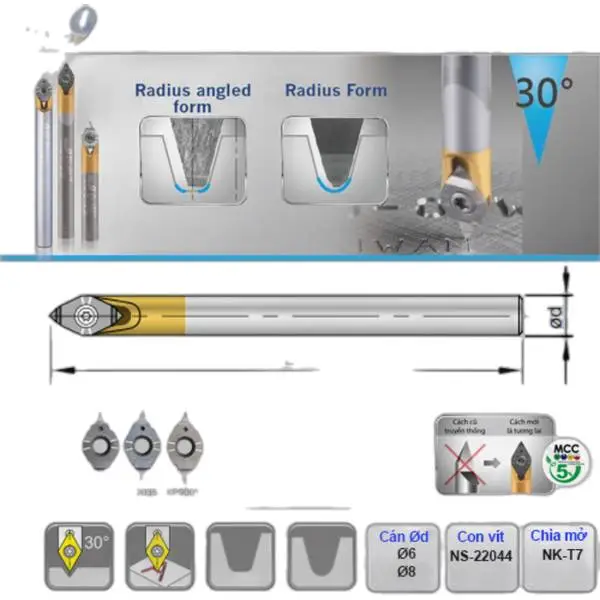 Dao Chạy Chữ Engraving 30 Độ Gắn Mảnh X060 Nine9