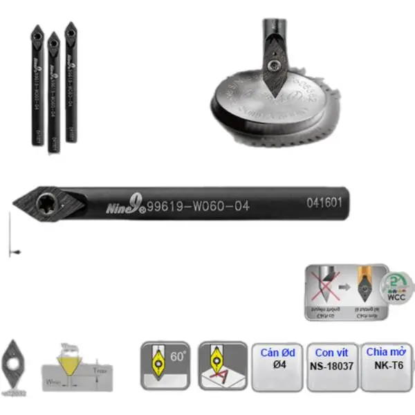 Dao Chạy Chữ Engraving 60 Độ Gắn Mảnh W060 Nine9