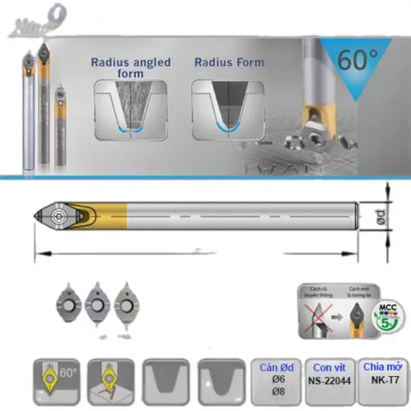 Dao Chạy Chữ Engraving 60 Độ Gắn Mảnh X060 Nine9