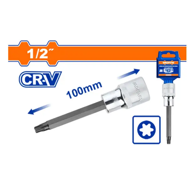 Đầu tuýp 1/2 inch ra đầu vít lục giác sao dài WadFow WSC5213 T27x100mm