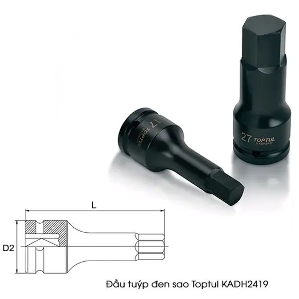 Đầu tuýp đen lục giác TOPTUL KADH2419
