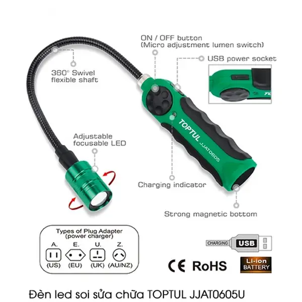 Đèn led soi sửa chữa TOPTUL JJAT0605U