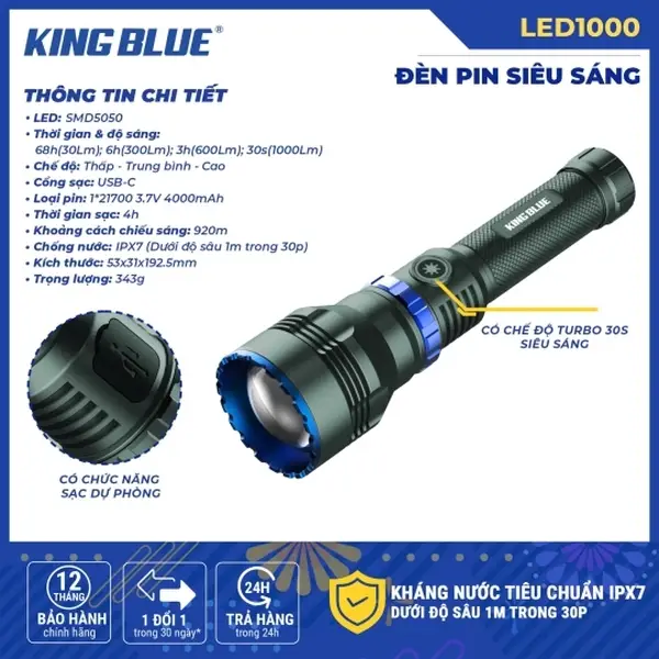 Đèn Pin Siêu Sáng LED1000