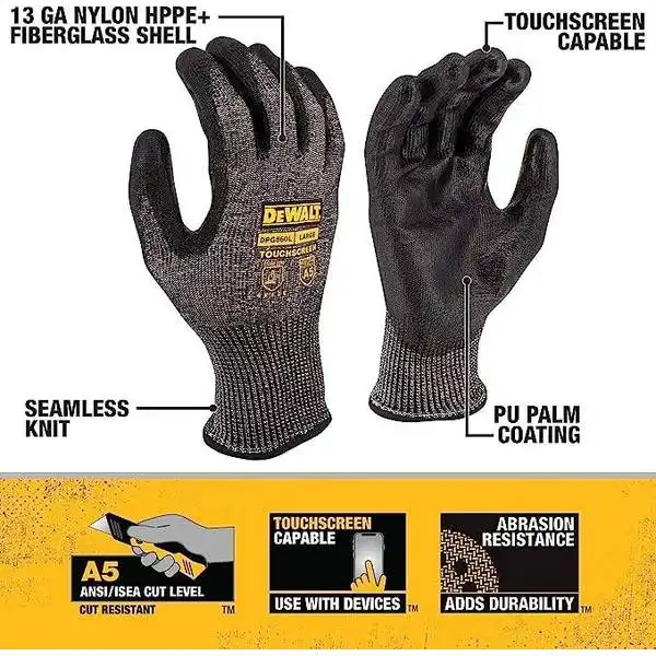 GĂNG TAY DEWALT DPG860L - DEWALT DPG860L CUT D TOUCHSCREEN GLOVE