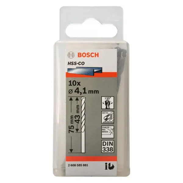 Hộp 10 mũi khoan sắt và inox 4.1mm HSS-Co Bosch 2608585881