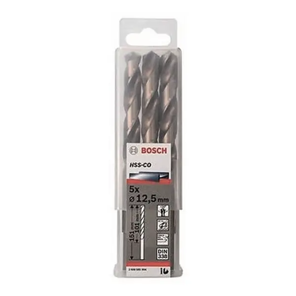 Hộp 5 mũi khoan sắt và inox 12.5mm HSS-Co Bosch 2608585904