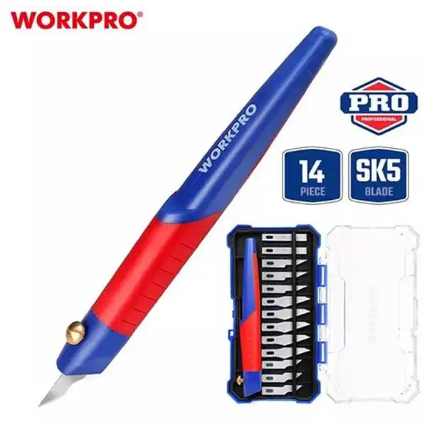 Hộp lưỡi dao điêu khắc 14 chi tiết Workpro WP219005
