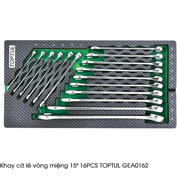 Khay cờ lê vòng miệng 15 Độ 16PCS TOPTUL GEA0162