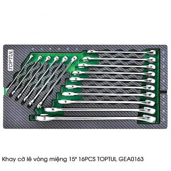 Khay cờ lê vòng miệng 15 Độ 16PCS TOPTUL GEA0163