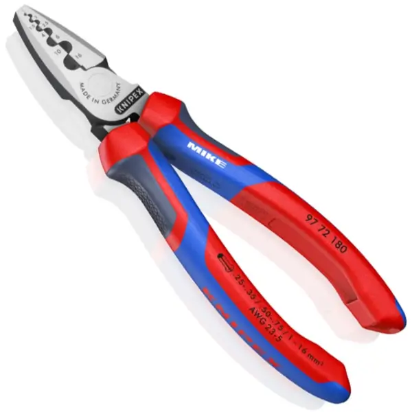Kìm bấm cos Knipex 97 72 180 cán nhựa ba thành phần, cos ống