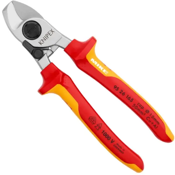 Kìm cắt cáp Knipex 95 26 165, cách điện VDE, có lò xo mở