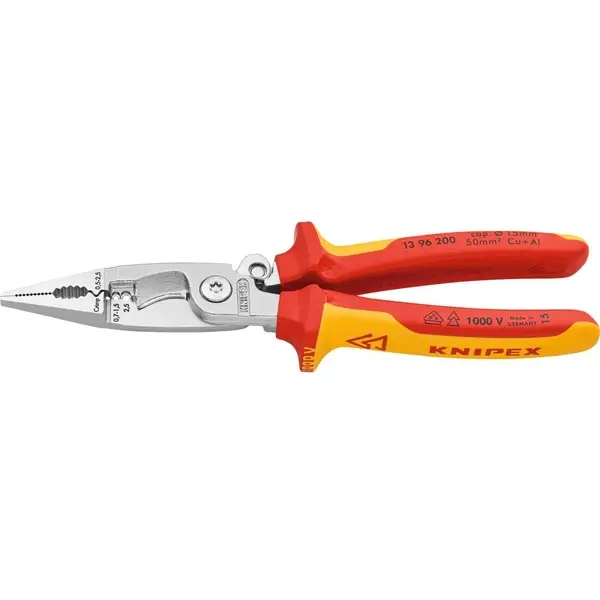 KÌM LẮP ĐIỆN ĐA NĂNG KNIPEX 13 96 200 CÁCH ĐIỆN 1000V CÓ LÒ XO, DÀI 200MM
