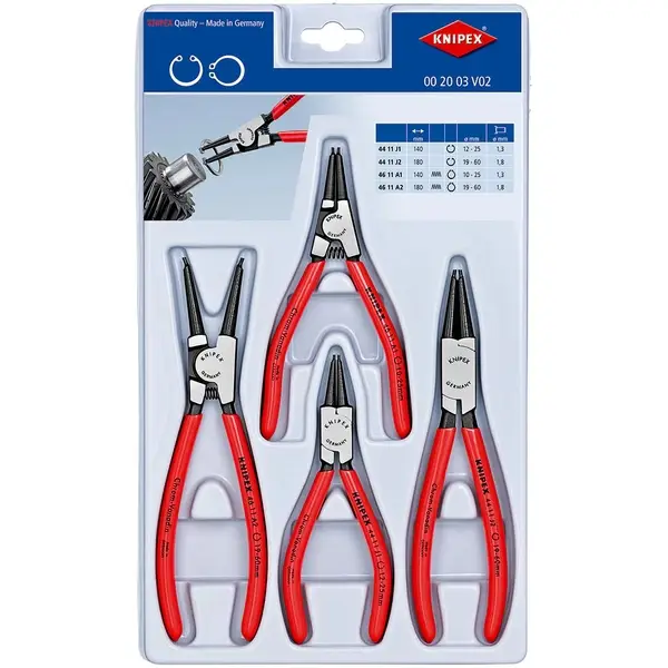 KNIPEX 00 20 03 V02 BỘ KÌM MỞ PHE 4 CHI TIẾT