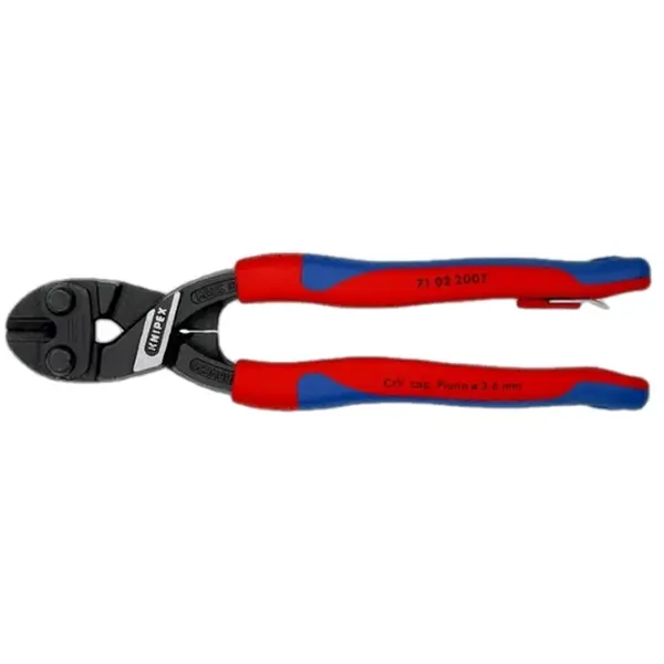 KNIPEX 71 02 200 T Kìm Cắt cộng lực lưỡi cắt 64 HRC, có móc treo