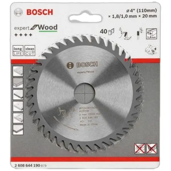 LƯỠI CƯA GỖ 110X20MM T40 BOSCH 2608644190
