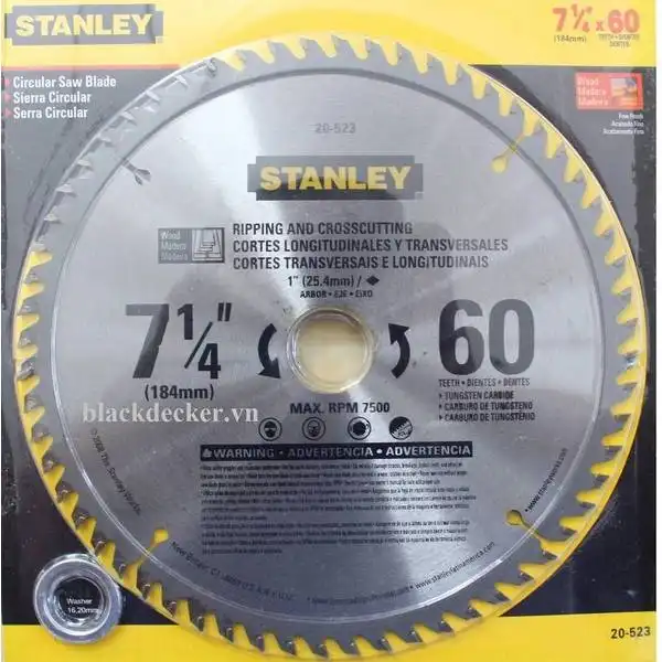 Lưỡi cưa gỗ 184mm x 60T Stanley 20-523