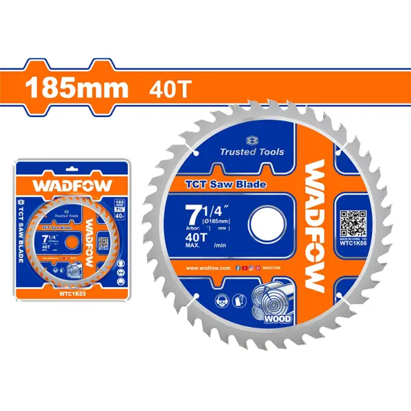 Lưỡi cưa gỗ 185mm 40T Wadfow WTC1K05