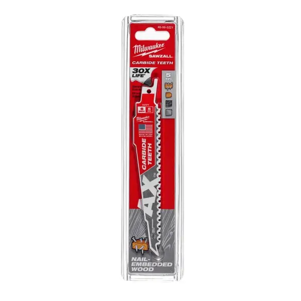 Lưỡi cưa kiếm có răng Ax Carbide Milwaukee 48-00-5221