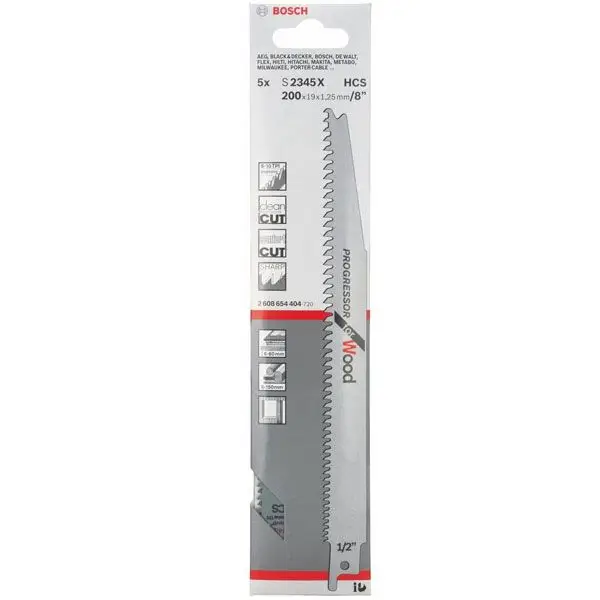 Lưỡi cưa kiếm gỗ S2345X Bosch 2608654404 (Bô 5 lưỡi)