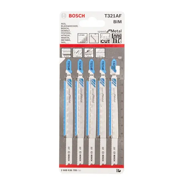 Lưỡi cưa lọng sắt T321AF (bộ 5 lưỡi) Bosch 2608636705
