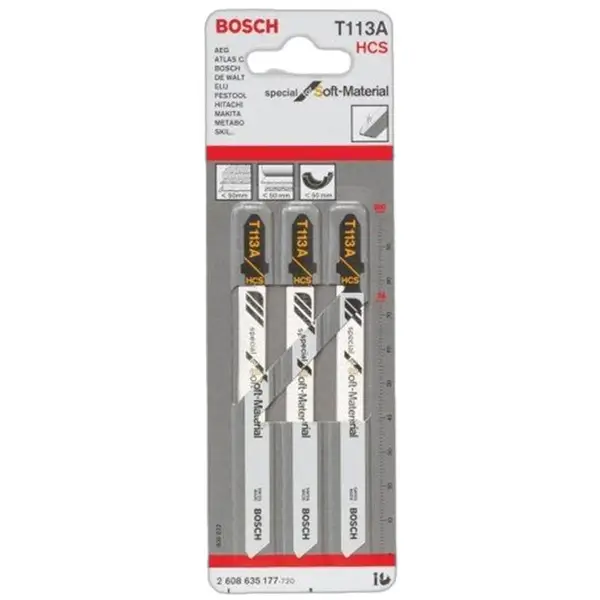 LƯỠI CƯA LỌNG T113A (BỘ 3 LƯỠI) (CẮT VẬT LIỆU MỀM) BOSCH 2608635177