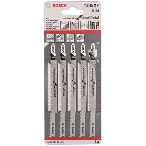 LƯỠI CƯA LỌNG T345XF (BỘ 5 LƯỠI) BOSCH 2608634994