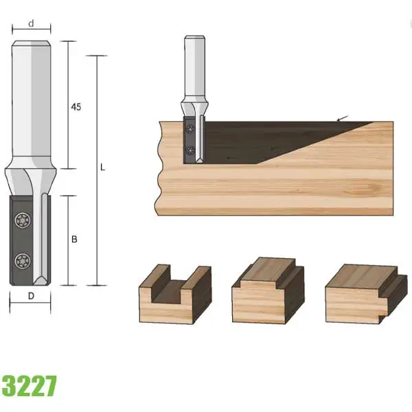 Lưỡi phay tạo rãnh 2 lưỡi carbide FAMAG 3227, có thể thay thế