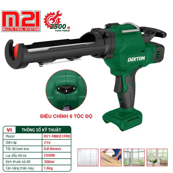 Máy bắn keo dùng pin 21V Dekton M21-MBK01PRO (Chưa Pin & Sạc)