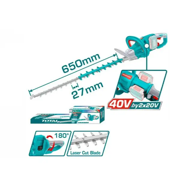 Máy cắt tỉa hàng rào dùng pin 2x20V Total THTLI40028 (Chưa Pin & Sạc)