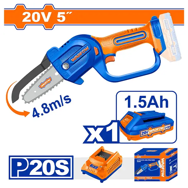 Máy cưa xích dùng pin 20V Wadfow WCLP552 (Kèm 1 Pin 1.5Ah & Sạc)