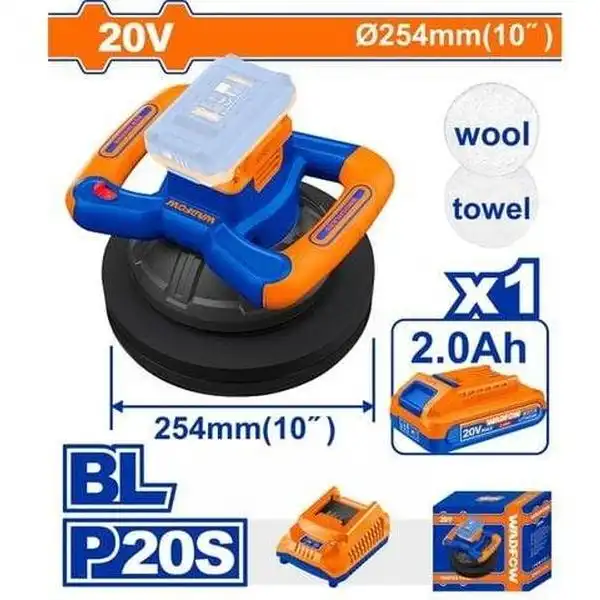 Máy đánh bóng dùng pin 20V-254mm (không chổi than) WADFOW WHL352541