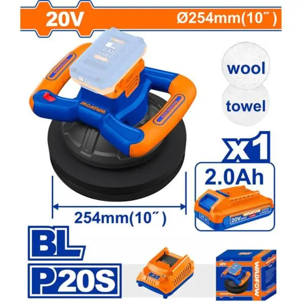 Máy đánh bóng dùng pin 20V Wadfow WHL352541 (1 Piin 2.0Ah, 1 Sạc)